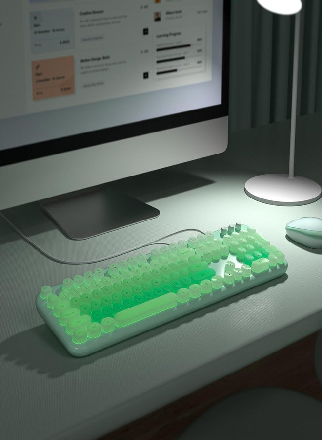 MOWUX Wired Keyboard with Backlit, Light Up Computer Keyboards with Multimedia Keys, Full Size Wired Keyboard With Illuminated LED, Plug and Play, Anti-Wear Letters for Laptop, Desktop- Green Colorful - Image 4