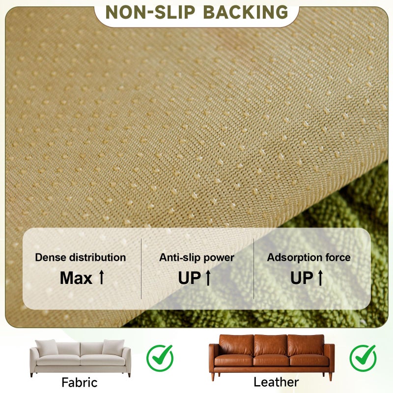 OTOB Sofa Covers Dog Couch Cover Washable, Fuzzy Plush Sofa Slipcovers Furniture Protector, Non Slip Pet Couch Covers for 3 Cushion Couch Sofa, All Seasons, 1 Piece (Matcha Green, 35.4"x82.7") - Image 3