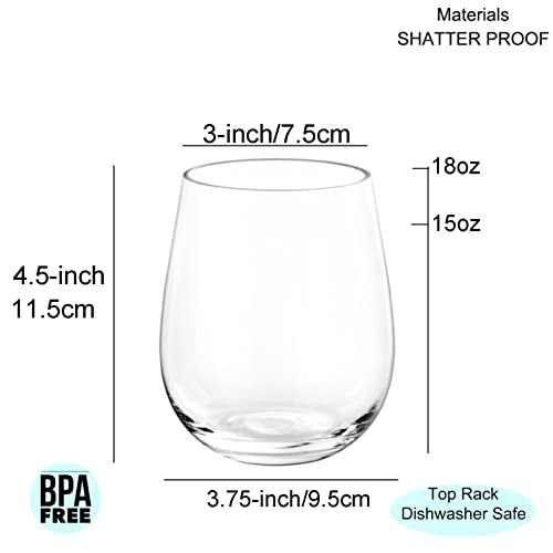 KX-WARE Unbreakable 18-ounce Acrylic Stemless Wine Glasses, set of 6 Clear - Image 2