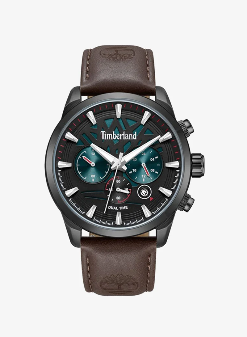 تمبرلاند Henniker II Black Dial Leather Strap Multifunction Watch for Men, 44mm