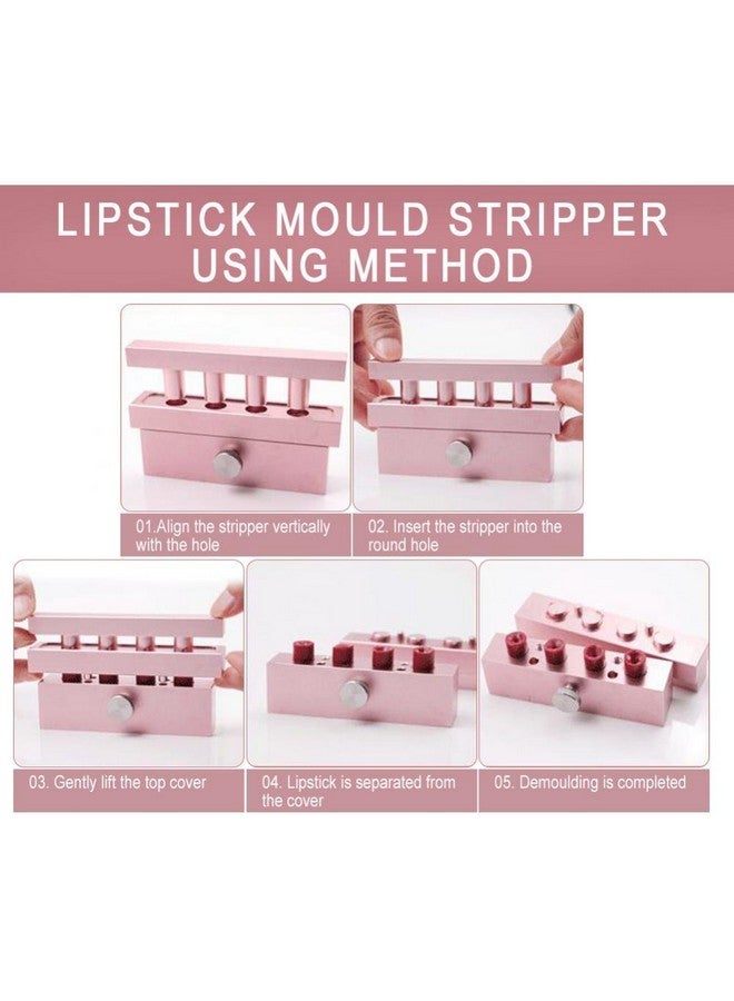 ZJchao Diy Lipstick Mold With Lipstick Stripper 246 Cavities 12.1 Diy Lipstick Mold Aluminum Alloy Rose Gold Dual Uses Lip Balm Maker Tool (6 Holes) - Image 5