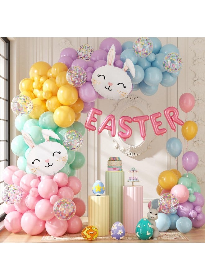 Sllyfo Easter Decorations Indoor Outdoor Balloon Arch Kit, Rainbow Easter Balloon Garland Kit,Happy Easter Color Balloons,Easter Bunny Balloons for Rainbow Easter Birthday Party Decorations - Image 1
