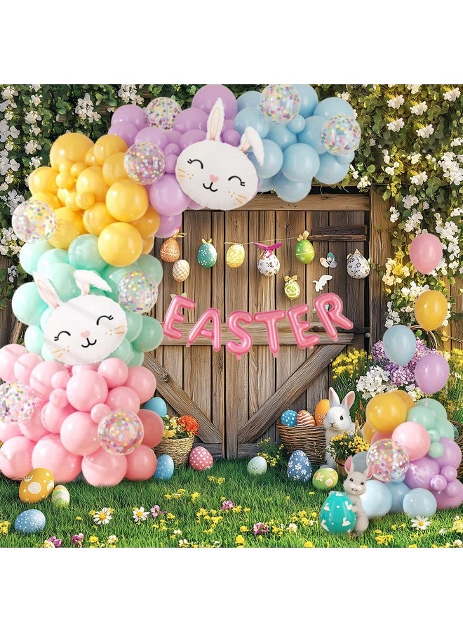 Sllyfo Easter Decorations Indoor Outdoor Balloon Arch Kit, Rainbow Easter Balloon Garland Kit,Happy Easter Color Balloons,Easter Bunny Balloons for Rainbow Easter Birthday Party Decorations - Image 3