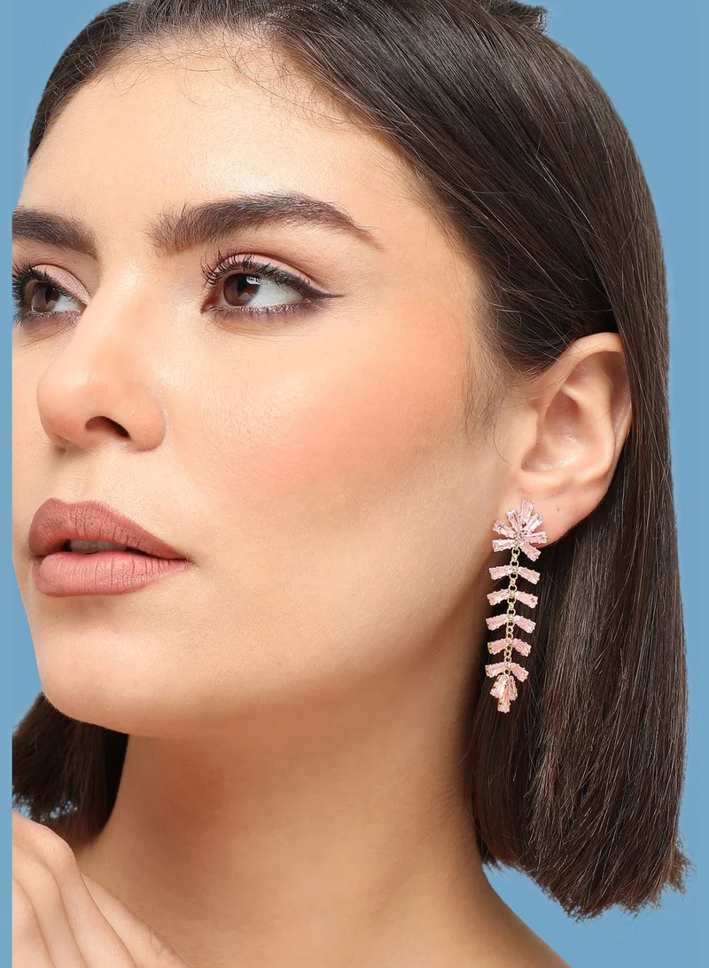 سوهي اقراط متدلية مزينة باحجار مطلية بالذهب للحفلات للنساء