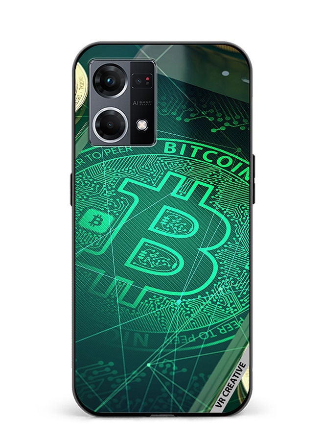 VR CREATIVE Protective Case Cover For Oppo Reno8 4G Bitcoin Design Multicolour - Image 1