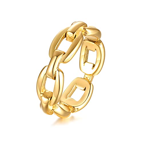 VNOX 18K Gold Plated Stainless Steel Cuff Link Ring for Women,Size 7 - Image 1