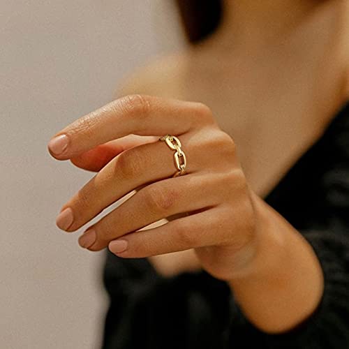 VNOX 18K Gold Plated Stainless Steel Cuff Link Ring for Women,Size 7 - Image 2