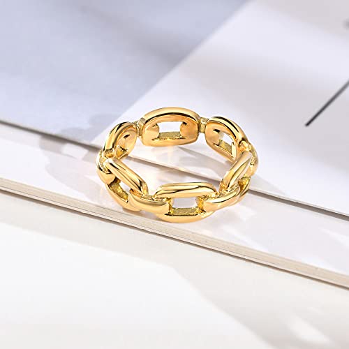 VNOX 18K Gold Plated Stainless Steel Cuff Link Ring for Women,Size 7 - Image 4