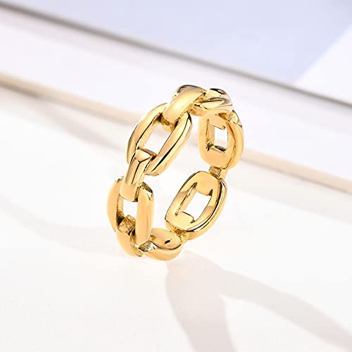 VNOX 18K Gold Plated Stainless Steel Cuff Link Ring for Women,Size 7 - Image 5