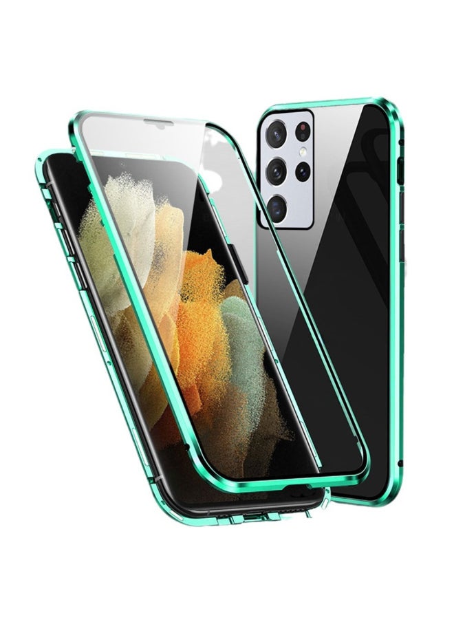 Applicable To Samsung S23u/s22 Double-sided Glass Magnetic King A33/72/24 Ultra-thin Magnetic Phone Case N20u-Color:Green-Applicable Model:Samsung A52/a52s
