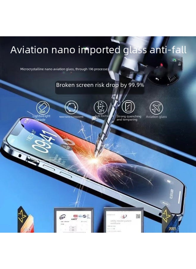 Applicable To Samsung S23u/s22 Double-sided Glass Magnetic King A33/72/24 Ultra-thin Magnetic Phone Case N20u-Color:Green-Applicable Model:Samsung A52/a52s