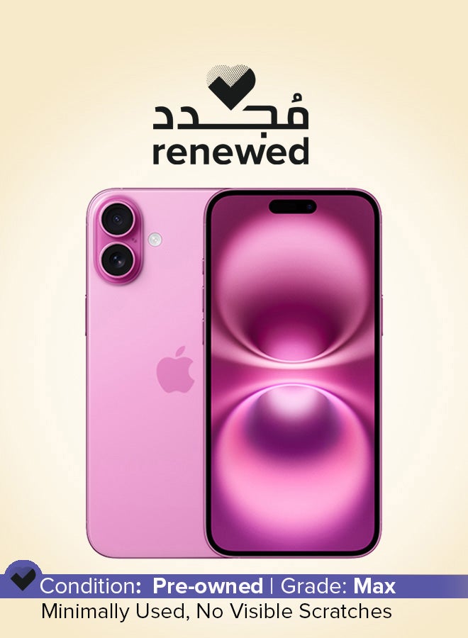 ابل  مجدد - آيفون 16 256 جيجابايت وردي 5G مع فيس تايم - النسخة الدولية - Image 1