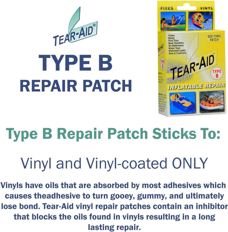 TEAR-AID Inflatable Repair Kit, Type B Clear Patch Kit for Vinyl and Vinyl-Coated Materials, Use for Inflatable Bounce House, Boat, Waterslide, Air Matress & More, Yellow Box, 2 Pack - Image 2