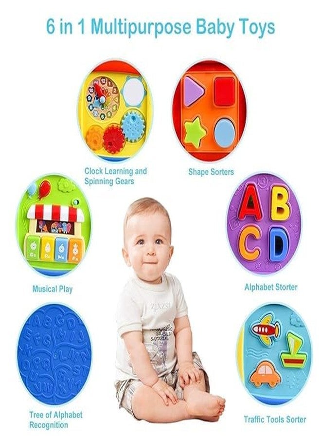 Toyshimmer 6 Sided Musical Geometric Cube Toy Blocks Math Montessori Clock for 18+M Children Early Education Toys Flashing Sounding Toy Including Blocks, Clock, Gears, Music Panel with Keyboard - Image 2