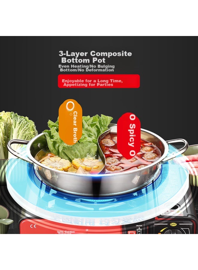 Jinyu Jinyu Portable Stove Dual Burner Hot Pot Cooker, Outdoor Induction Cooker Universal, 26cm Stainless Steel Pot  - Image 2