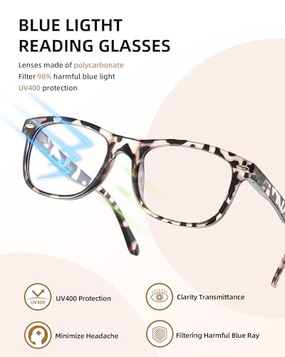 JOLISU 5 Pack Reading Glasses For Women - Stylish Blue Light Blocking Readers -Womens Men Spring Hinge Eyeglasses (3.25) - Image 5
