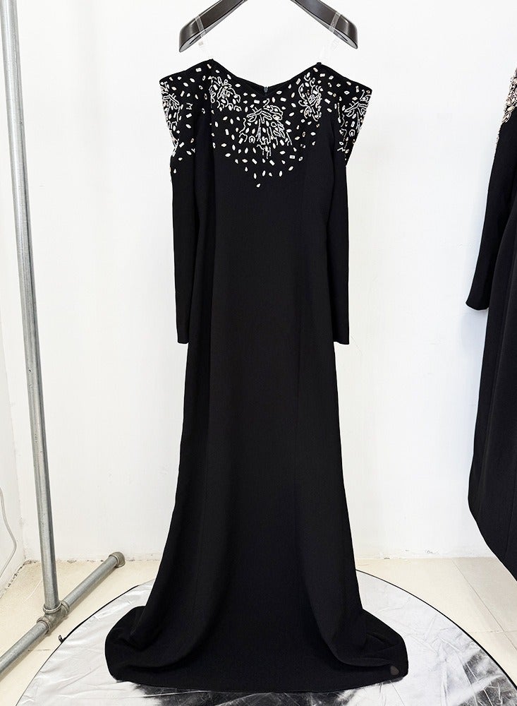 NIBEMINENT Fashionable Off-the-shoulder Fishtail Long Dress With Diamonds For Ladies - Image 2
