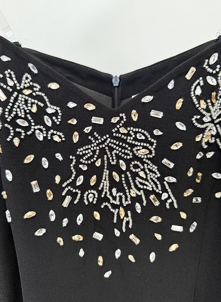 NIBEMINENT Fashionable Off-the-shoulder Fishtail Long Dress With Diamonds For Ladies - Image 4