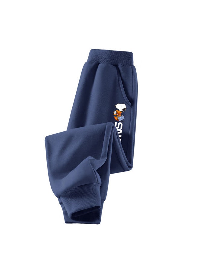 Snoopy Children's Pants, Autumn New Style, Boys And Girls Sports Sweatpants, Casual Trousers For Older Children, Space-navy Blue, Size 120 - Image 1
