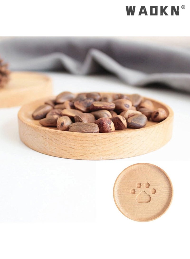 WAOKN Beech Bear Paw Shape Cartoon Coaster Wooden Small Saucer Heat Resistant Drink Mat Tea Coffee Cup Pad Wooden Coasters For Drinks Table insulation pad,Coffee Cup Insulation Pad Dessert Plate Tea Cup Holder  - Image 5