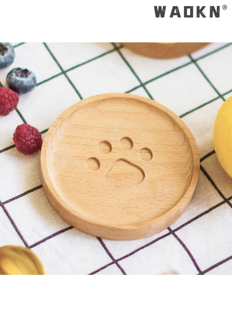 WAOKN Beech Bear Paw Shape Cartoon Coaster Wooden Small Saucer Heat Resistant Drink Mat Tea Coffee Cup Pad Wooden Coasters For Drinks Table insulation pad,Coffee Cup Insulation Pad Dessert Plate Tea Cup Holder  - Image 1