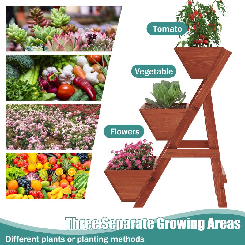 viewcare Raised Garden Bed, 3 Tier Small Vertical Garden Planter for Indoor & Outdoor, Raised Planter Box with Legs, Garden Planter Box for Flowers/Vegetables/Plants - Image 2