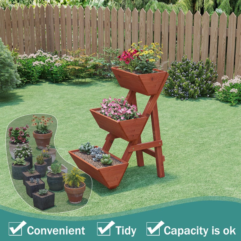 viewcare Raised Garden Bed, 3 Tier Small Vertical Garden Planter for Indoor & Outdoor, Raised Planter Box with Legs, Garden Planter Box for Flowers/Vegetables/Plants - Image 5