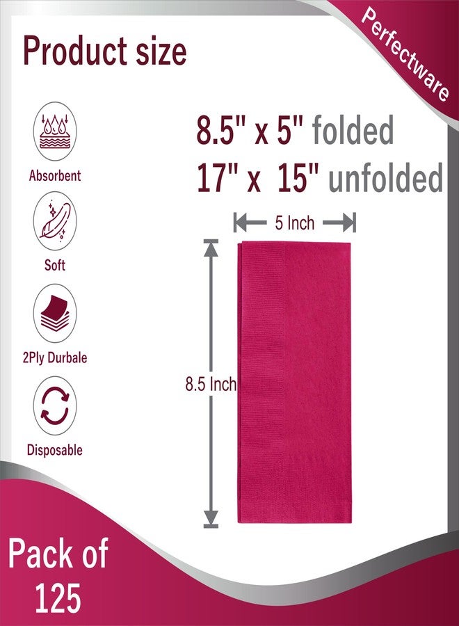 Perfectware 2 Ply Burgundy Dinner Napkins - 2 Ply Dinner Burgundy -125 Count (Pack of 1) - Image 2
