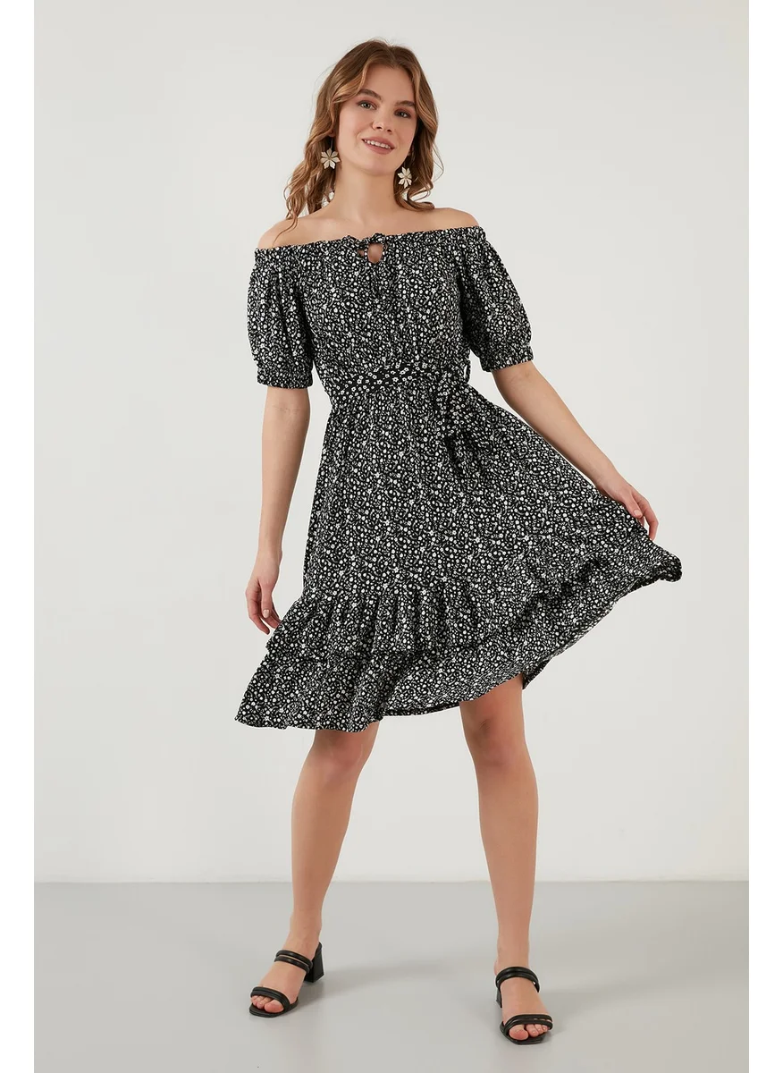 Lela Carmen Collar Tie Detailed Flounce Dress Women's Dress 5864506Y11