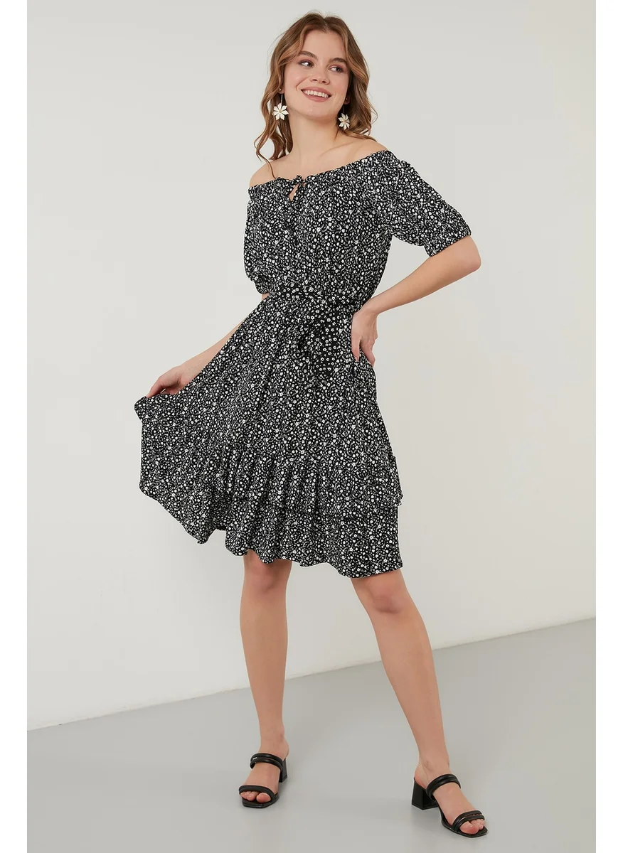 Lela Carmen Collar Tie Detailed Flounce Dress Women's Dress 5864506Y11