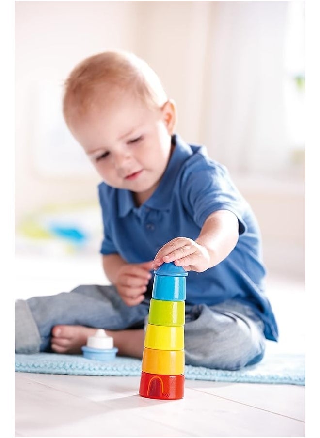HABA HABA Lighthouse Wooden Rainbow Stacker - 8 Piece Set (Made in Germany)  - Image 1