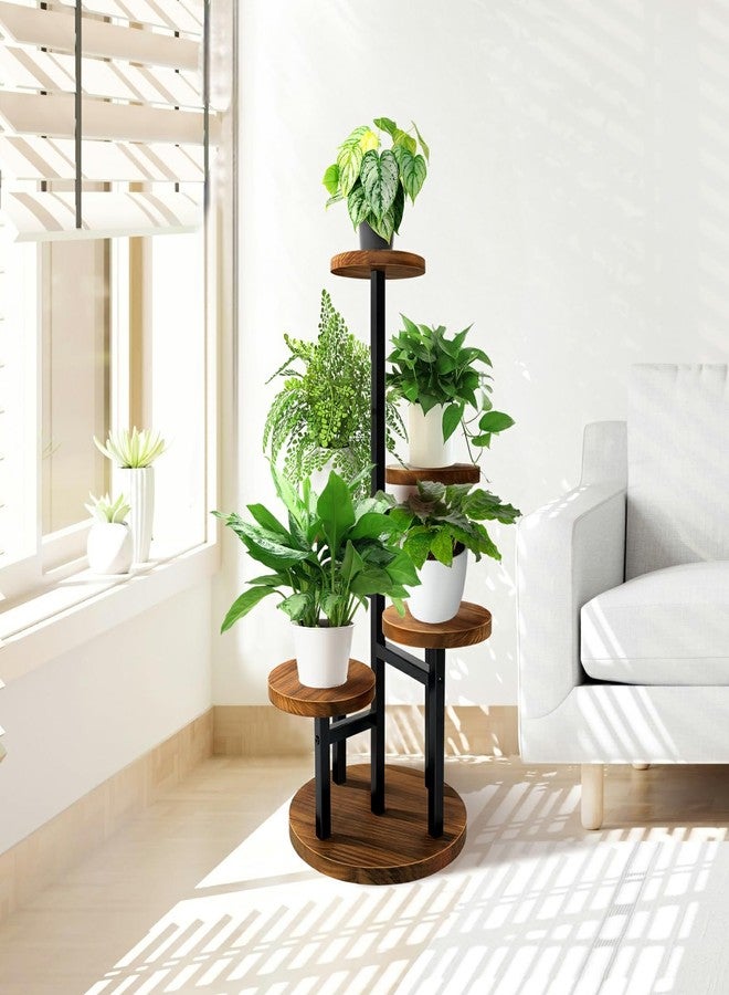 AUGOSTA 5 Tier Plant Stand, Tall Metal Wood Shelf Holder for Indoor Plants, Outdoor Garden Plant Display Rack Flower Pot Stand for Corner Living Room Balcony Garden Patio - Image 5