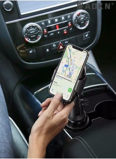WAOKN Car Phone Holder for Car Cup Adjustable Car Cup Phone Holder Rotatable Car Mount Phone Holder Car iPhone Holder Cell Phone Holder Compatible with iPhone 15/14/13 Series Galaxy S24 S23 Z Flip 5 black  - Image 4
