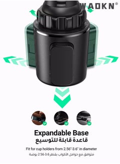 WAOKN Car Phone Holder for Car Cup Adjustable Car Cup Phone Holder Rotatable Car Mount Phone Holder Car iPhone Holder Cell Phone Holder Compatible with iPhone 15/14/13 Series Galaxy S24 S23 Z Flip 5 black  - Image 3