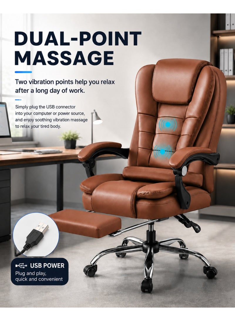 FUOE Executive Ergonomic Cloud Office Chair Cat-Scratch-Resistant Leather Reclining Desk Computer Swivel Silent Wheel Adjustable Height High-Back Big Gaming Chair - Image 4