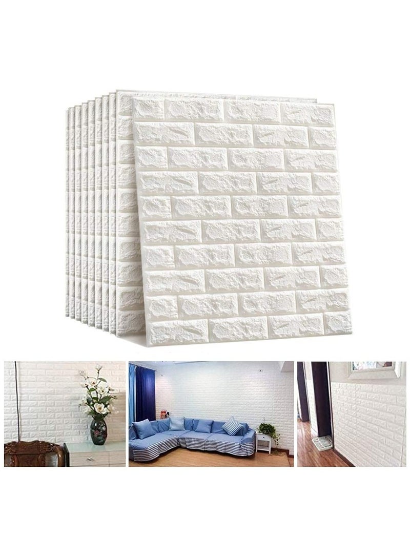 LINGWEI 10pc 3D Brick Wall Stickers 77cm x 70cm Self-adhesive Wallpaper Faux Foam Bricks Textured Effect Waterproof PE Foams - Image 1