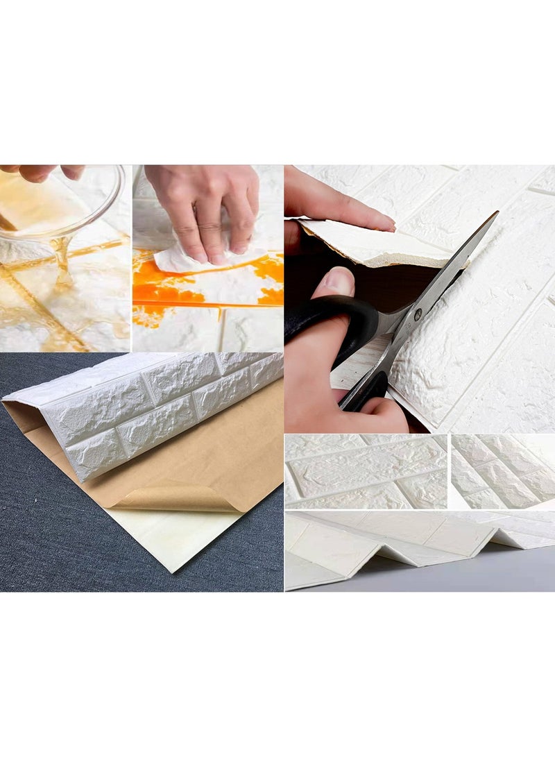 LINGWEI 10pc 3D Brick Wall Stickers 77cm x 70cm Self-adhesive Wallpaper Faux Foam Bricks Textured Effect Waterproof PE Foams - Image 2