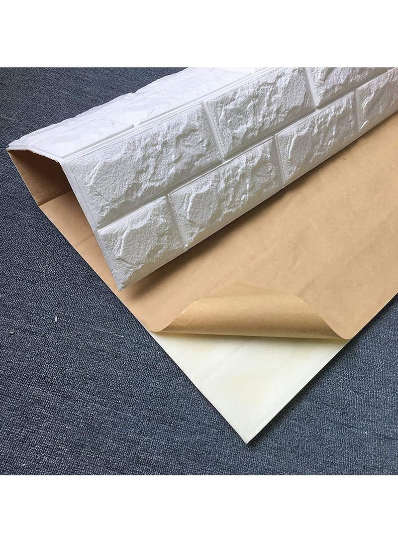 LINGWEI 10pc 3D Brick Wall Stickers 77cm x 70cm Self-adhesive Wallpaper Faux Foam Bricks Textured Effect Waterproof PE Foams - Image 5