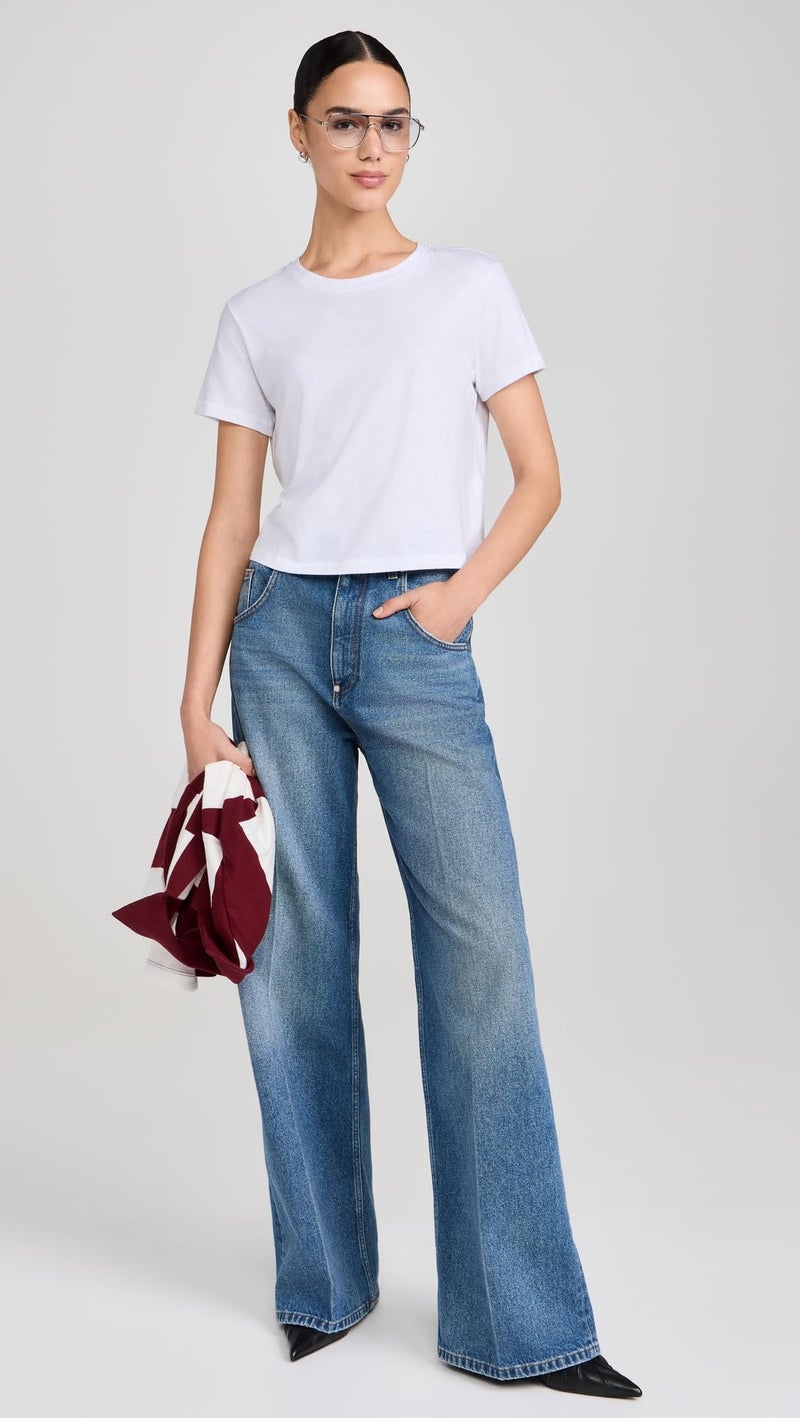Made Well Madewell Women's The Boxy Crop Tee in Soft Slub, Eyelet White, M - Image 5