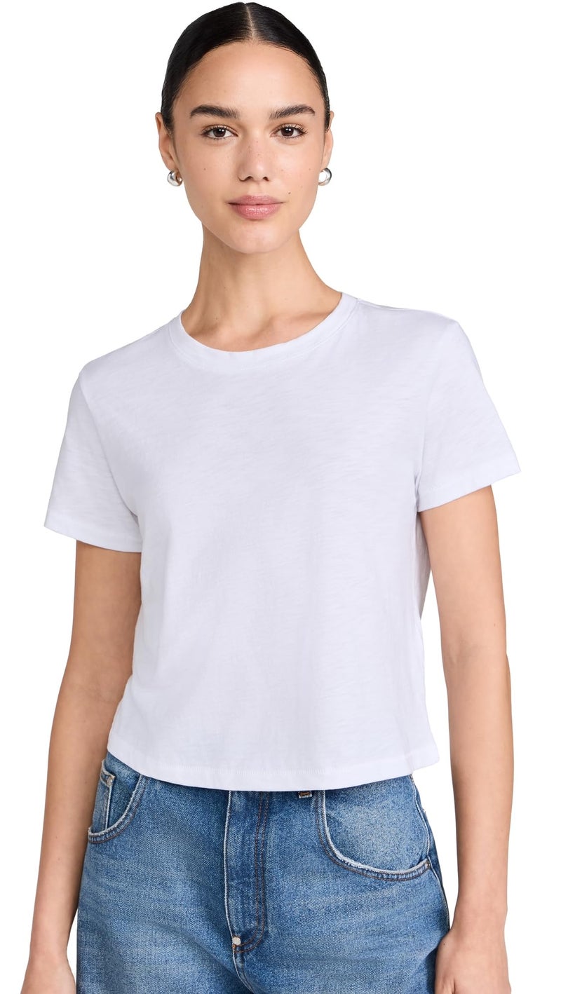 Made Well Madewell Women's The Boxy Crop Tee in Soft Slub, Eyelet White, M - Image 1