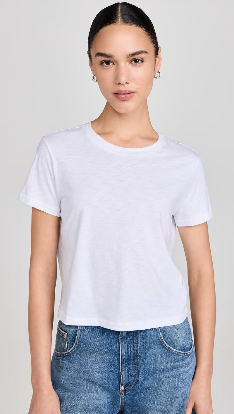 Made Well Madewell Women's The Boxy Crop Tee in Soft Slub, Eyelet White, M - Image 2