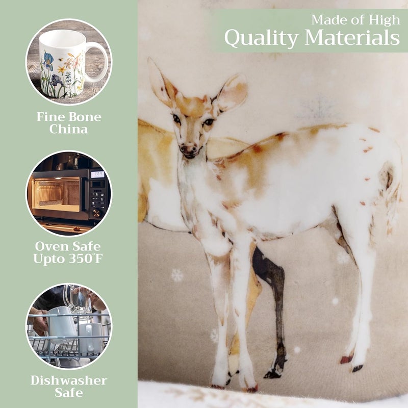 Maison d' Hermine Maison d Hermine Coffee Mug with Handles Fine Bone China Mugs Pack of Two Tea Cups for Hot Beverages Cappuccino Latte Home Restaurant Office Perfect for Gift Deer In The Woods 15 Ounce - Image 3