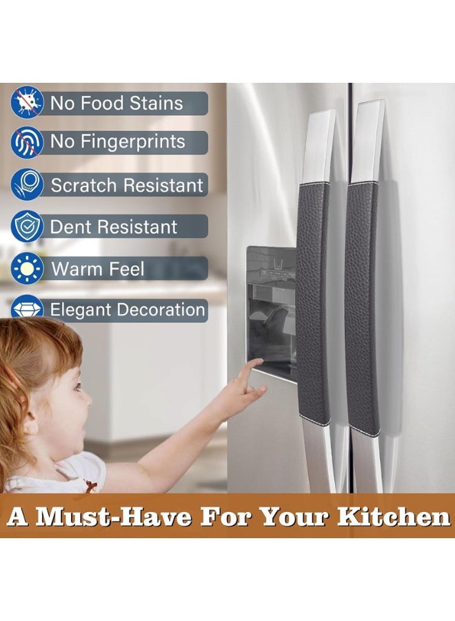 Refrigerator Handle Covers, 5 PCS, Adjustable Appliance Handle Covers, Keep Your Kitchen Clean, Microwave Oven Stove Dishwasher Handle Protector, Non Slip Fridge Handle Cover (Charcoal Black) - Image 2