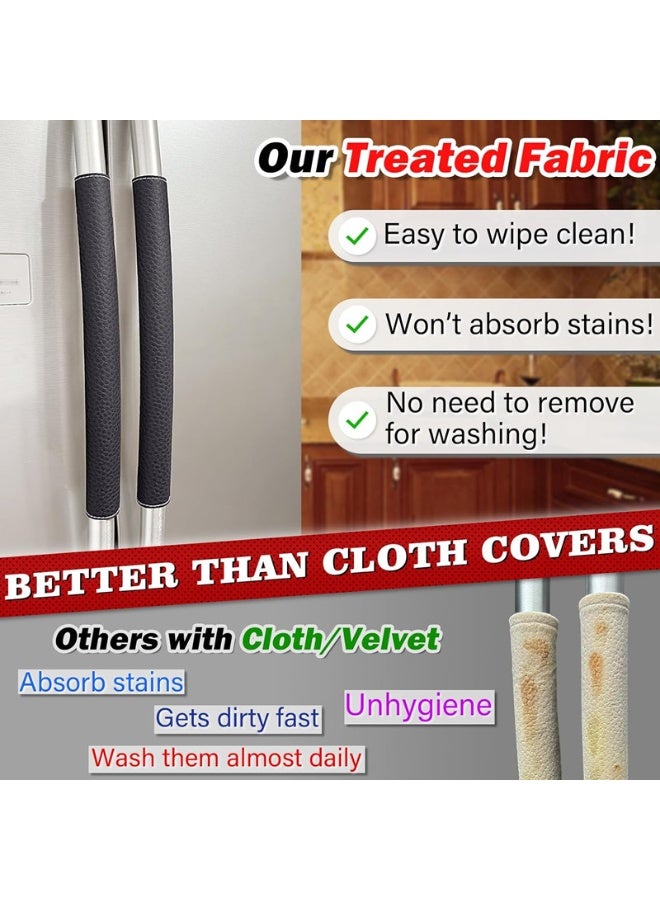 Refrigerator Handle Covers, 5 PCS, Adjustable Appliance Handle Covers, Keep Your Kitchen Clean, Microwave Oven Stove Dishwasher Handle Protector, Non Slip Fridge Handle Cover (Charcoal Black) - Image 3