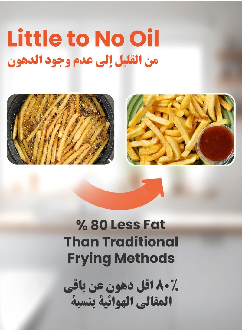 porodo - 11L Air Fryer Double Stack 5.5L+5.5L Capacity 2800W with Info Display & Touch Panel / 12 Presets / Versatile Cooking Functions / High-Efficiency Cooking / Healthier meals - Black - Image 1