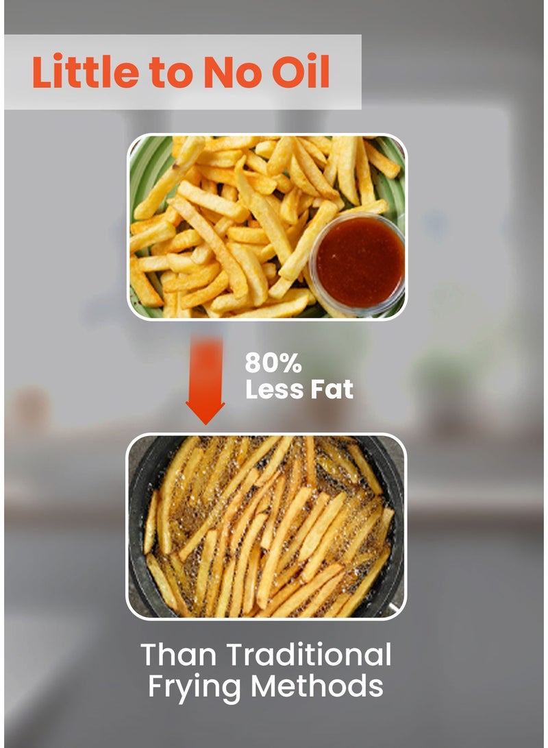 بورودو مقلاة هوائية مزدوجة سعة 11 لترًا، سعة 5.5 لتر + 5.5 لتر، 2800 واط، مع شاشة معلومات ولوحة لمس / 12 إعدادًا مسبقًا / وظائف طهي متعددة / طهي عالي الكفاءة / وجبات صحية - أسود - Image 5