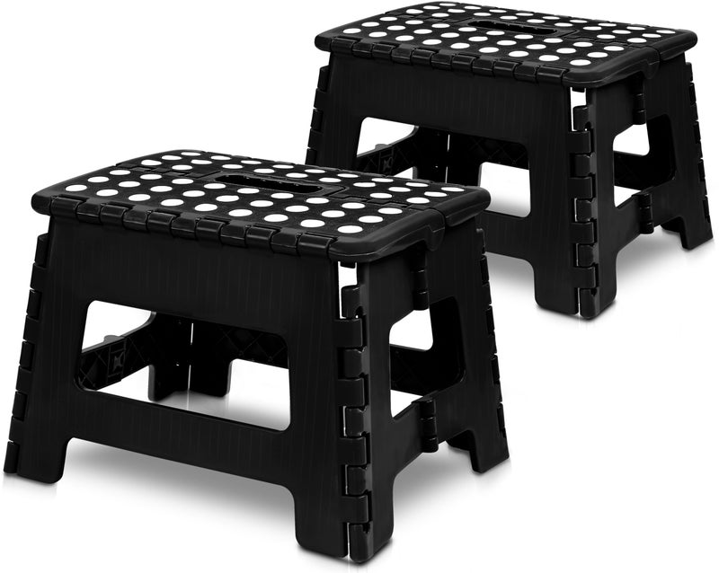 Utopia Home Utopia Home Folding Step Stool  Pack of 2 Foot Stool with 9 Inch Height  Holds Up to 300 lbs  Lightweight Plastic Foldable Step Stool for Kitchen Bathroom  Living Room Black 