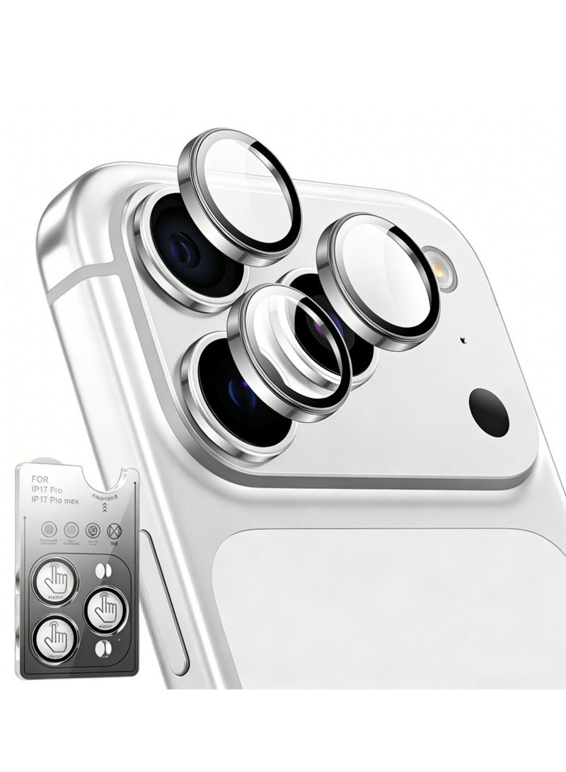 X-level Camera Protective Film Compatible With Iphone 17 Pro Max/17 Pro, Metal Aluminum Alloy Tempered Glass Protective Cover, Scratch Resistant HD Clarity Ultra-Thin 9H Tempered Glass, Independent Metal Lens, Protective Case Friendly, Silver Titanium Metal - Image 1