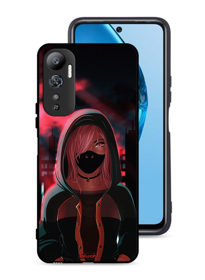 Tolwak Infinix Hot 20 4G Protective Case Cover Girl Wear Mask Art - Image 1