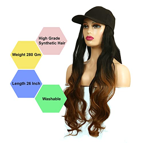 Paradise 26 Inch Long Curly/Wavy Cap Wig for Women & Girls | Matte Finish | Adds Instant Hair Volume & Length | Lightweight & Natural Look | Heat Resistant Synthetic Hair (Multicolor) - Image 2